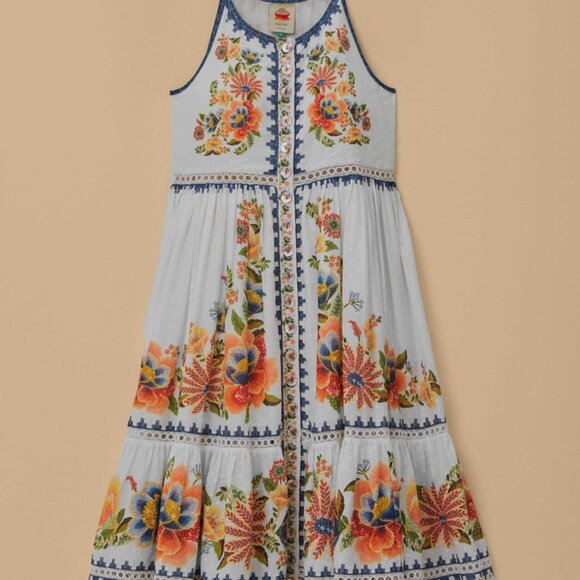 Farm Rio Off-White Delicate Garden Midi Dress new with tags - Picture 7 of 13